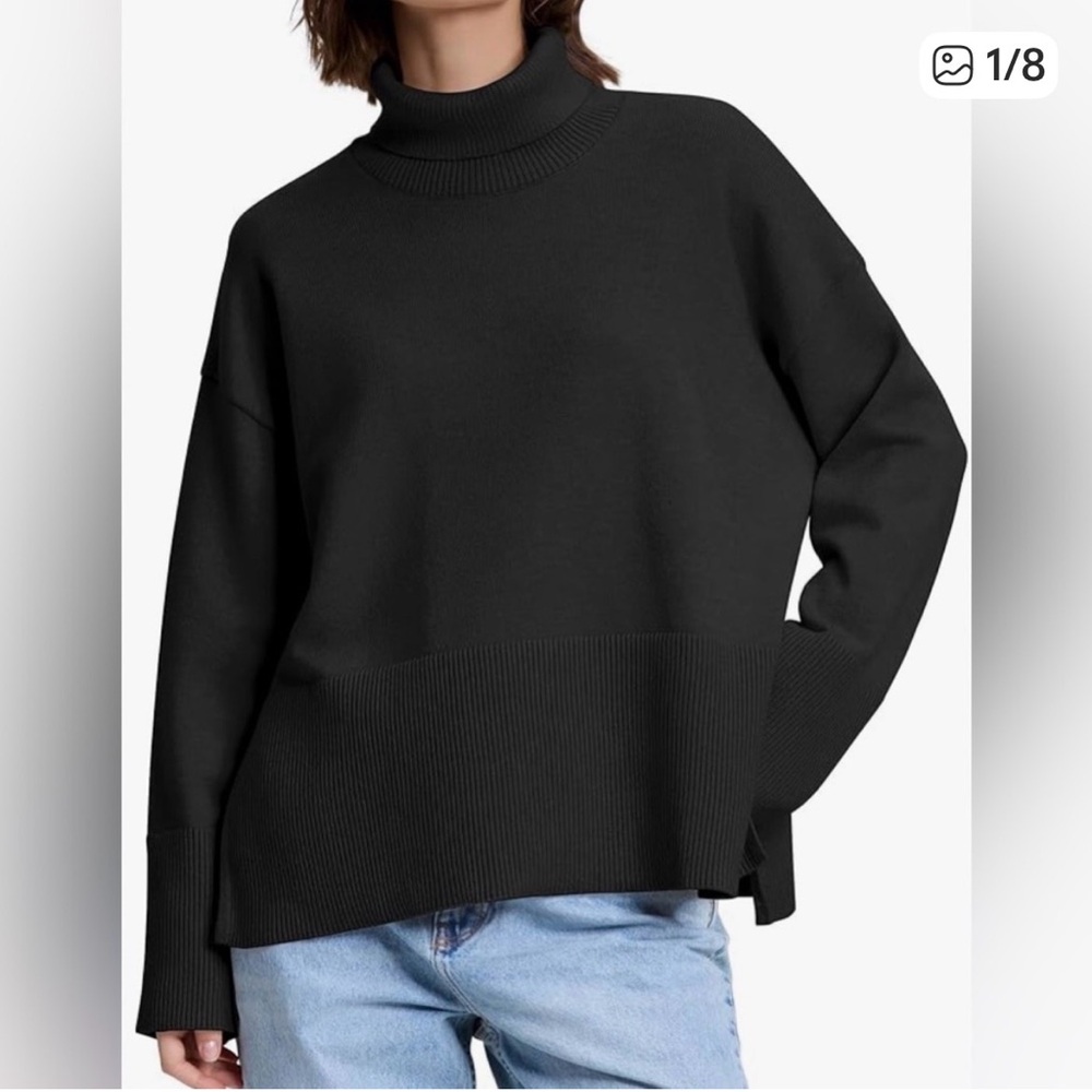 PrettyGuide Classic Black Cowl Neck Oversized Sweater Large NWT
